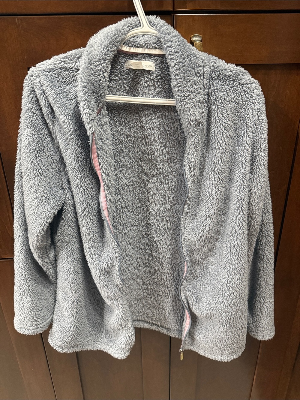 Carole Hochman Cozy Plush Women's Grey Sherpa Zip Sweater